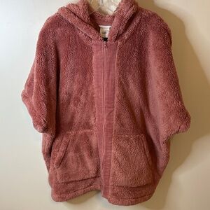 CAbi Soft Pink Fleece Hoodie Short Sleeve Jacket, Style 4121